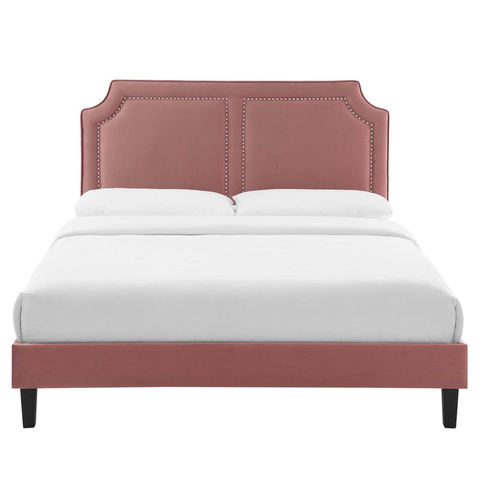 Novi Performance Velvet Bed With Black Wood Legs