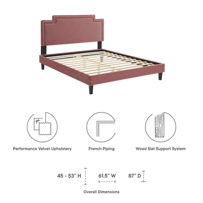 Liva Performance Velvet Bed With Black Wood Legs