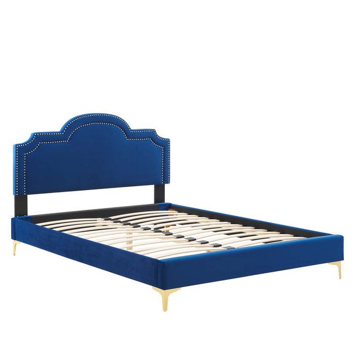 Aviana Performance Velvet Bed With Gold Legs