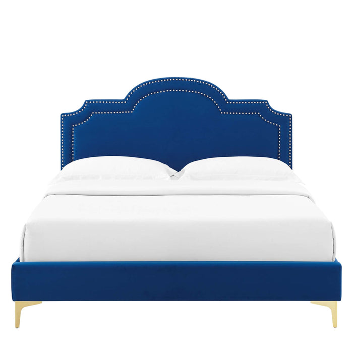 Aviana Performance Velvet Bed With Gold Legs