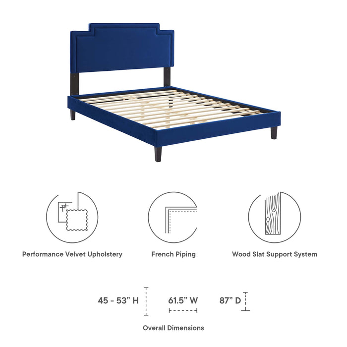 Liva Performance Velvet Bed With Black Wood Legs