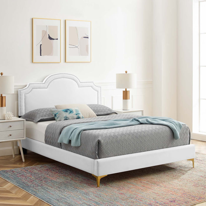 Aviana Performance Velvet Bed With Gold Legs