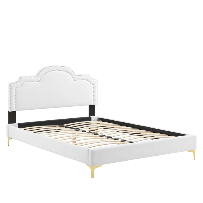 Aviana Performance Velvet Bed With Gold Legs