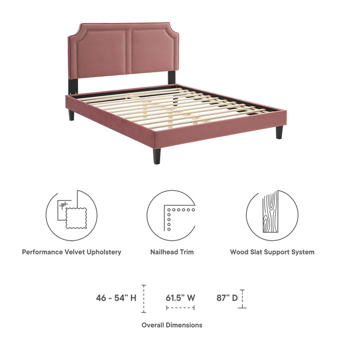 Novi Performance Velvet Bed With Black Wood Legs