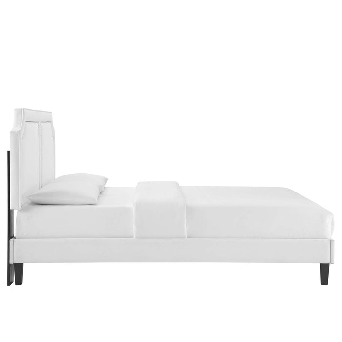 Novi Performance Velvet Bed With Black Wood Legs