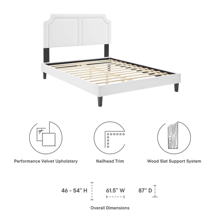 Novi Performance Velvet Bed With Black Wood Legs