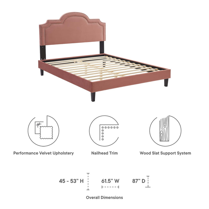 Aviana Performance Velvet Bed With Black Wood Legs