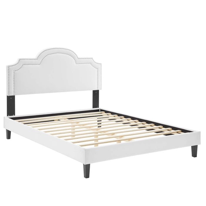 Aviana Performance Velvet Bed With Black Wood Legs