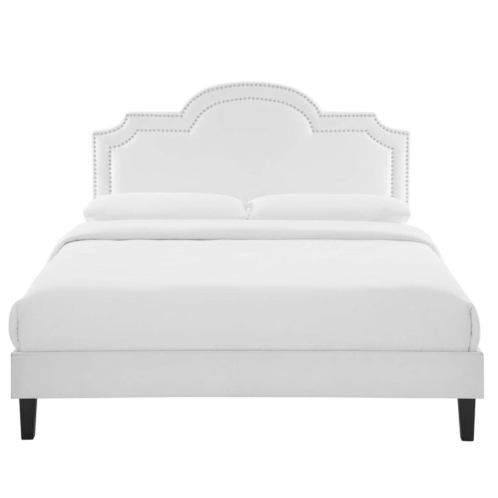 Aviana Performance Velvet Bed With Black Wood Legs