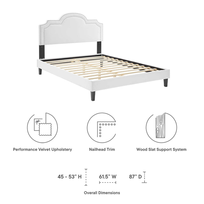 Aviana Performance Velvet Bed With Black Wood Legs