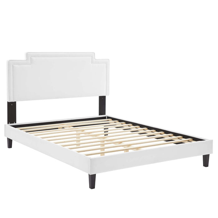 Liva Performance Velvet Bed With Black Wood Legs