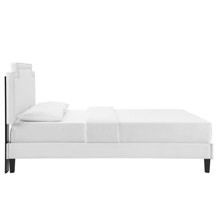 Liva Performance Velvet Bed With Black Wood Legs