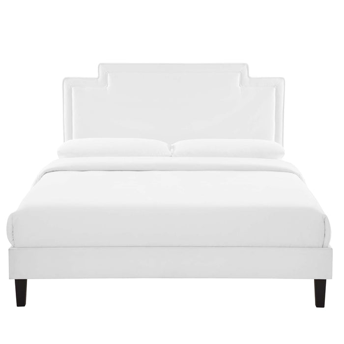 Liva Performance Velvet Bed With Black Wood Legs