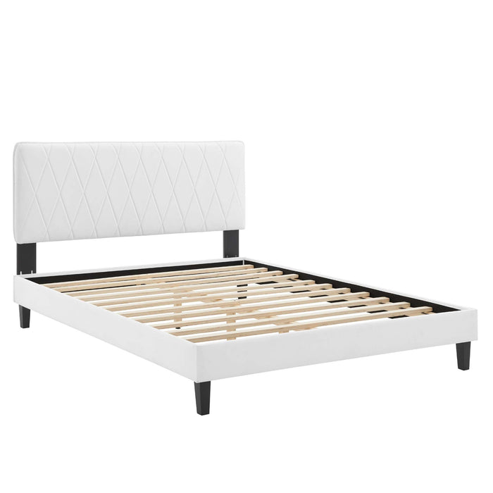 Phillipa Performance Velvet Platform Bed With Black Wood Legs