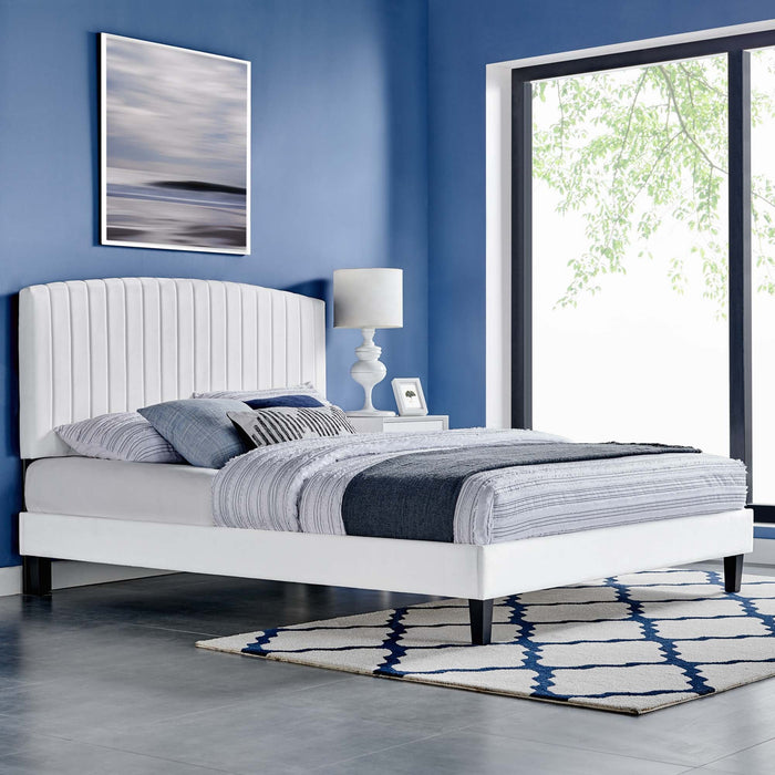 Alessi Performance Velvet Platform Bed With Black Wood Legs