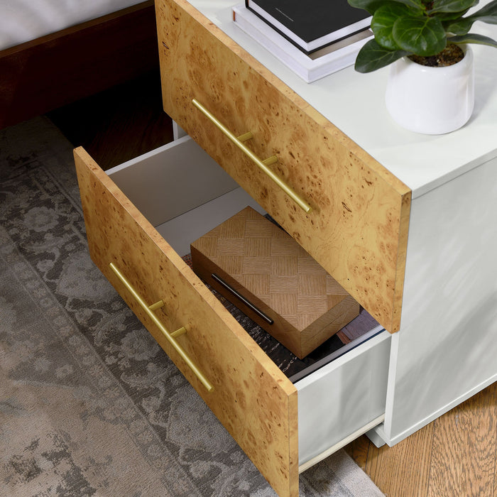 Abel 2-Drawer Burl Wood Nightstand