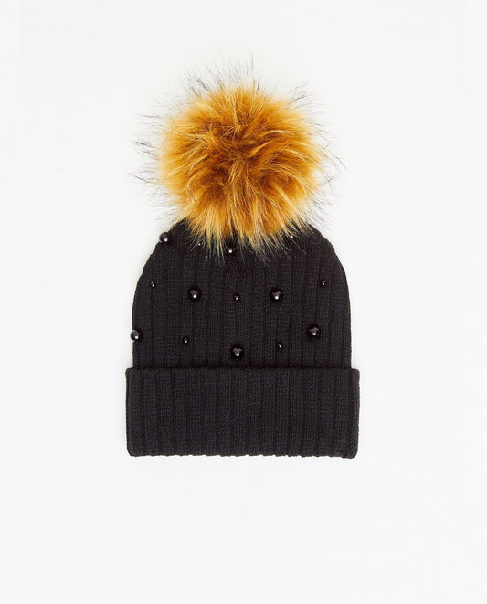 Tuque Enfant Doublée Perles Noir - Vegan