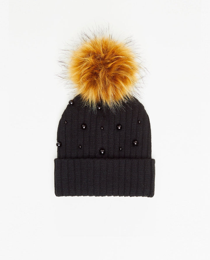 Tuque Pré-Ado Doublée Perles Noir - Vegan