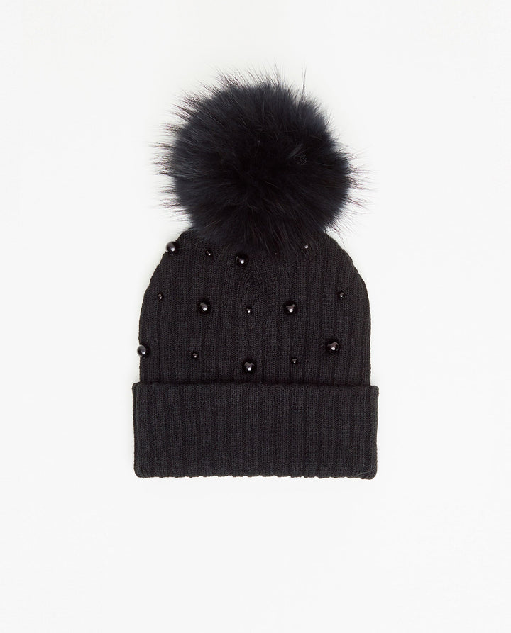 Tuque Pré-Ado Doublée Perles Noir