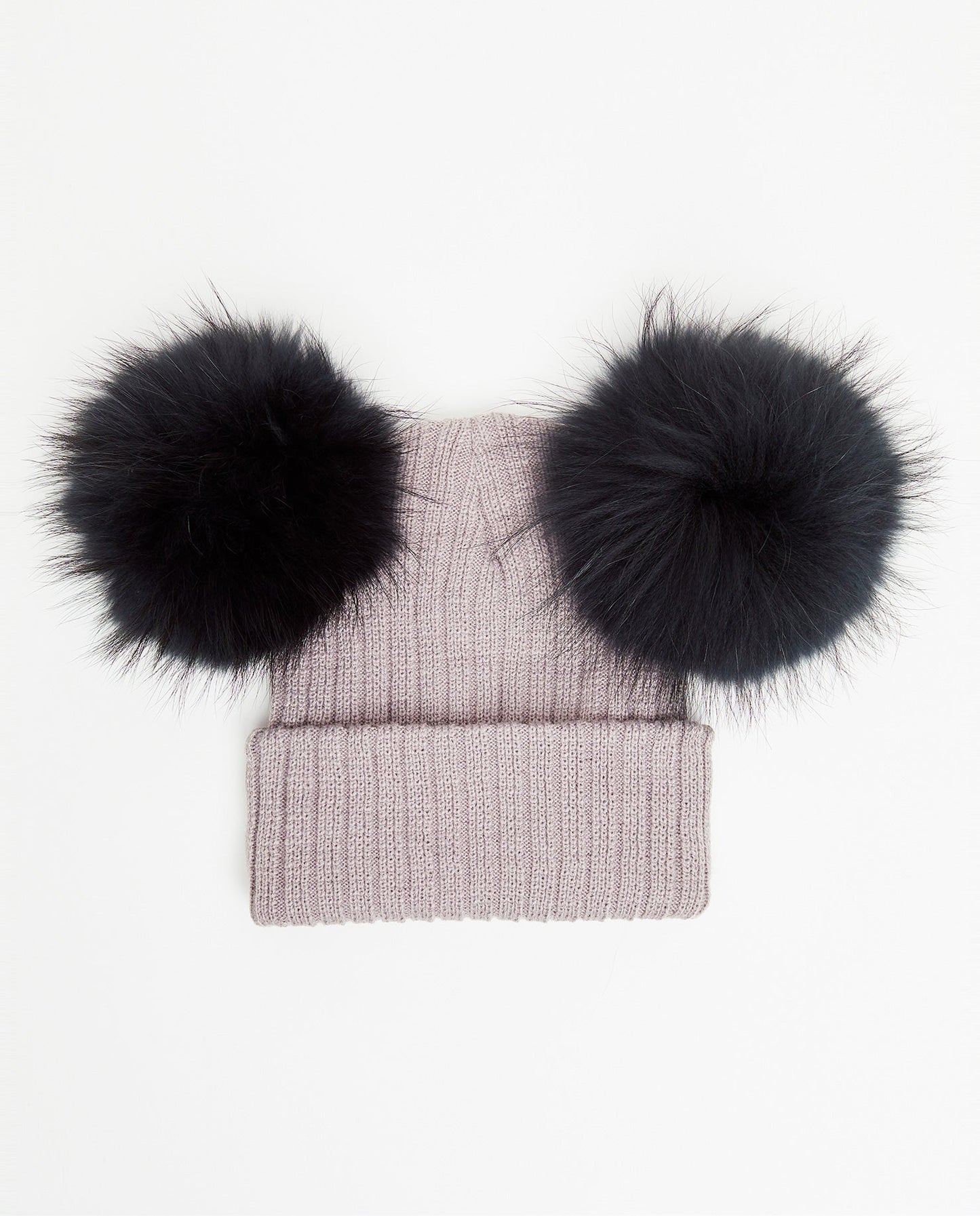 Knit Teddy Bear Beanie - Natural Fur Pom