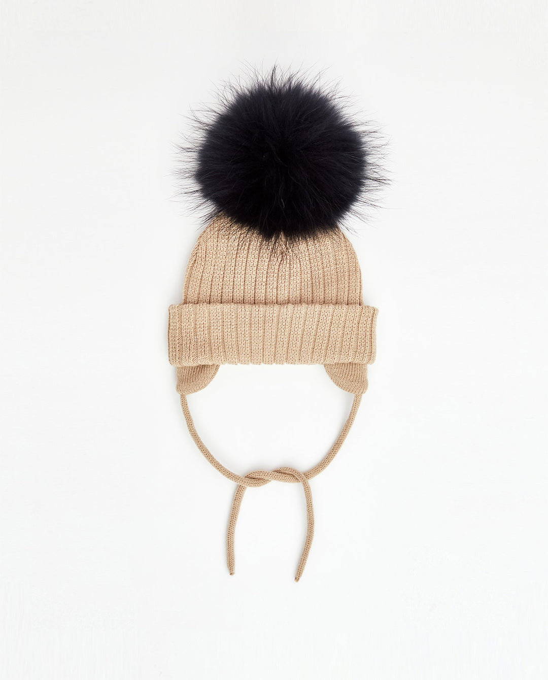 Tuque Enfant Doublée avec Cordons Crème