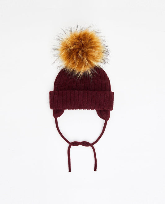 Tuque Nouveau-Né Doublée Bourgogne - Vegan