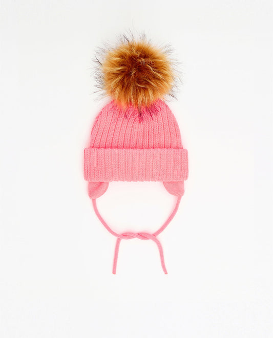 Tuque Enfant Doublée avec Cordons Flamingo - Vegan