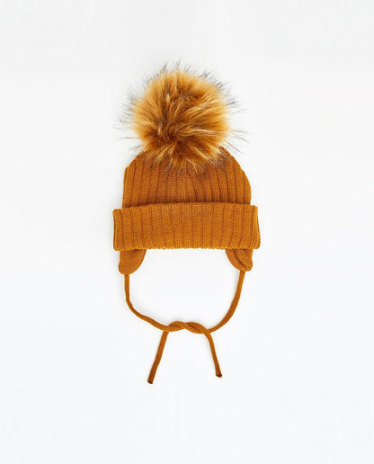 Tuque Nouveau-Né Doublée Caramel - Vegan