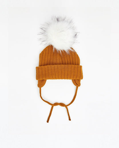 Tuque Nouveau-Né Doublée Caramel - Vegan