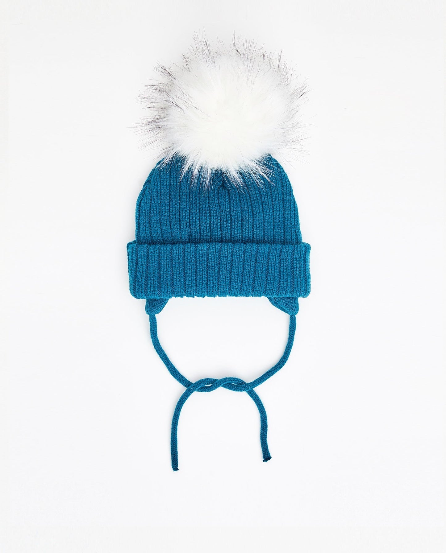 Tuque Enfant Doublée avec Cordons Turquoise - Vegan