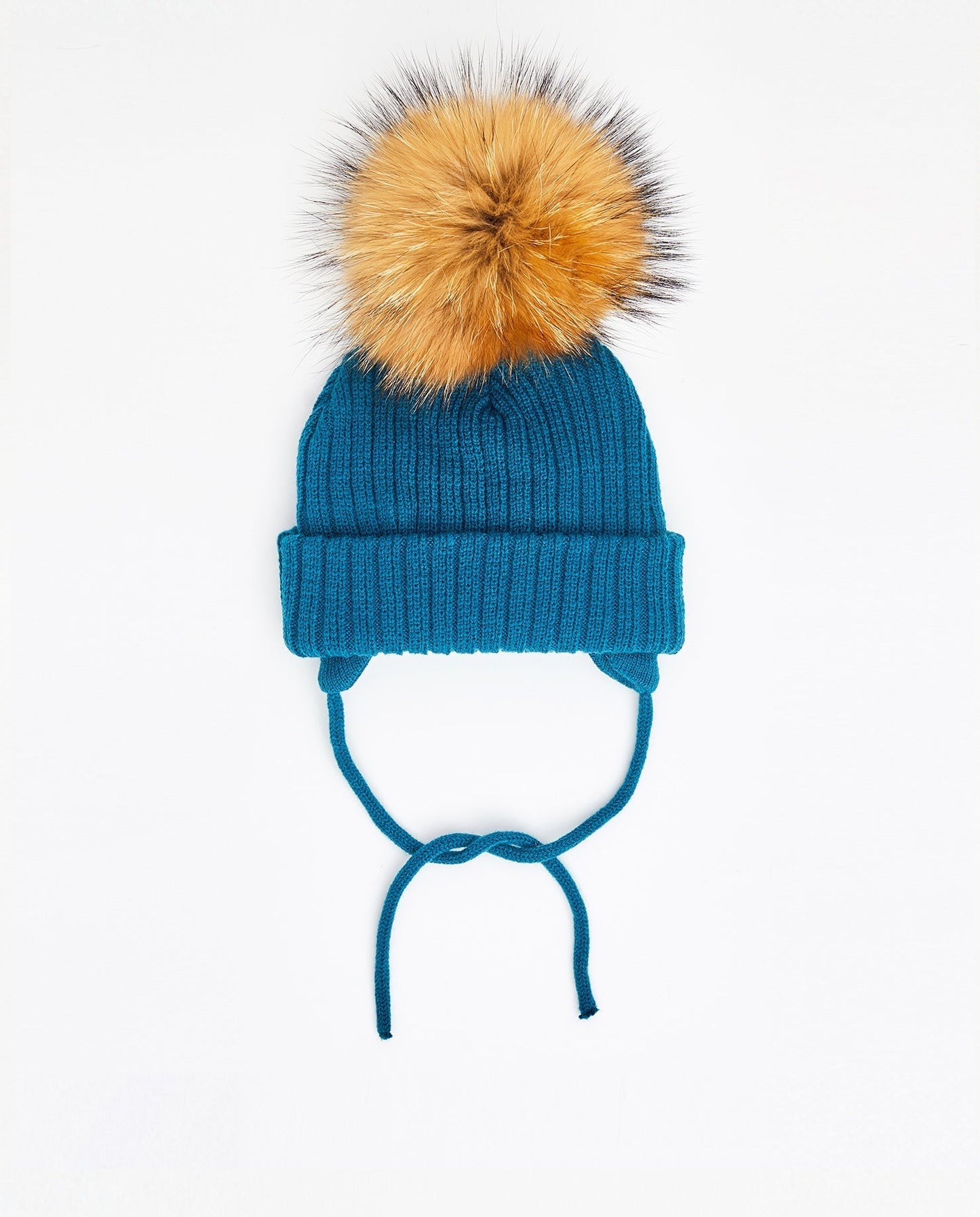 Tuque Enfant Doublée avec Cordons Turquoise