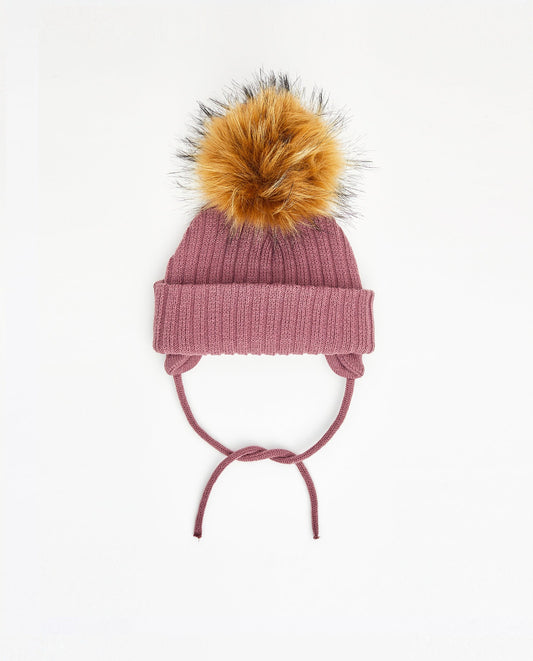 Tuque Enfant Doublée avec Cordons Lila - Vegan