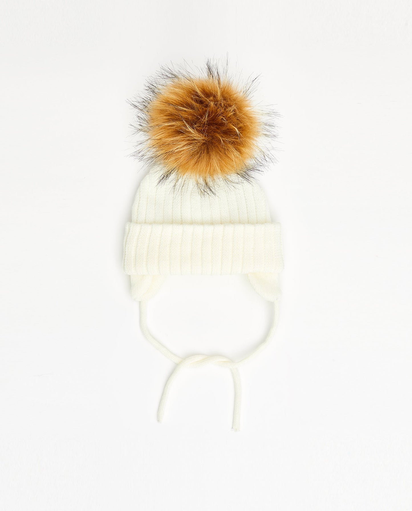 Tuque Enfant Doublée avec Cordons Blanc - Vegan