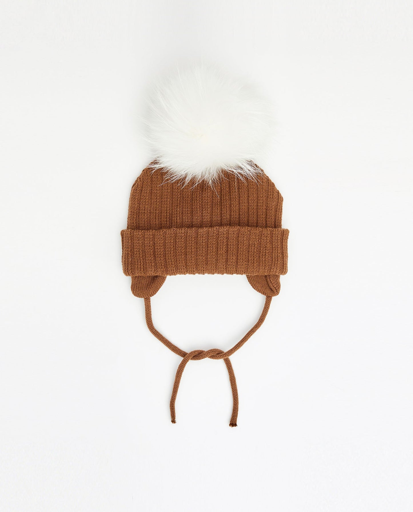 Tuque Enfant Doublée avec Cordons Moka