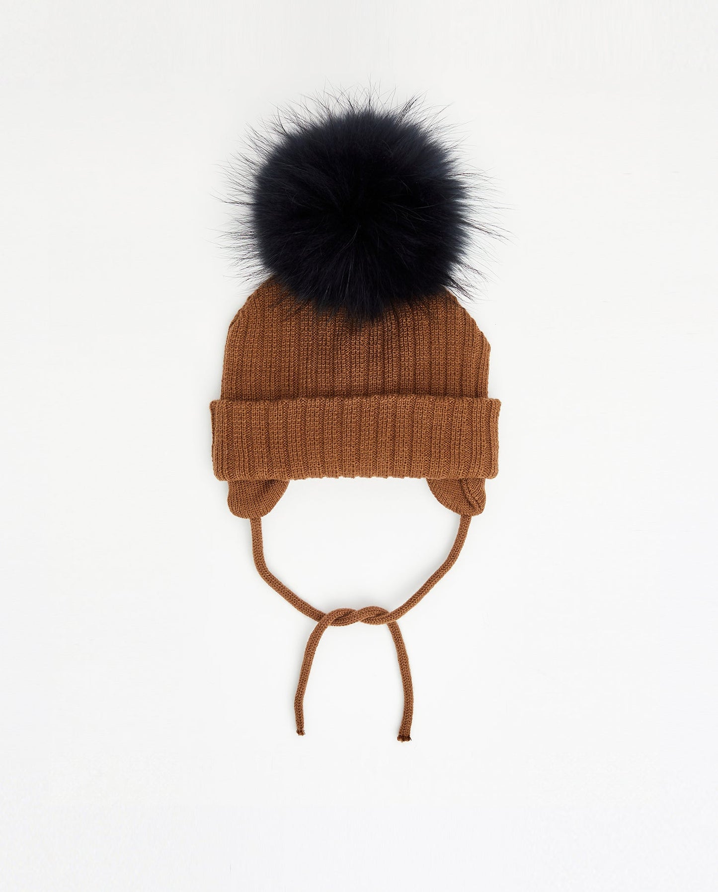 Tuque Enfant Doublée avec Cordons Moka