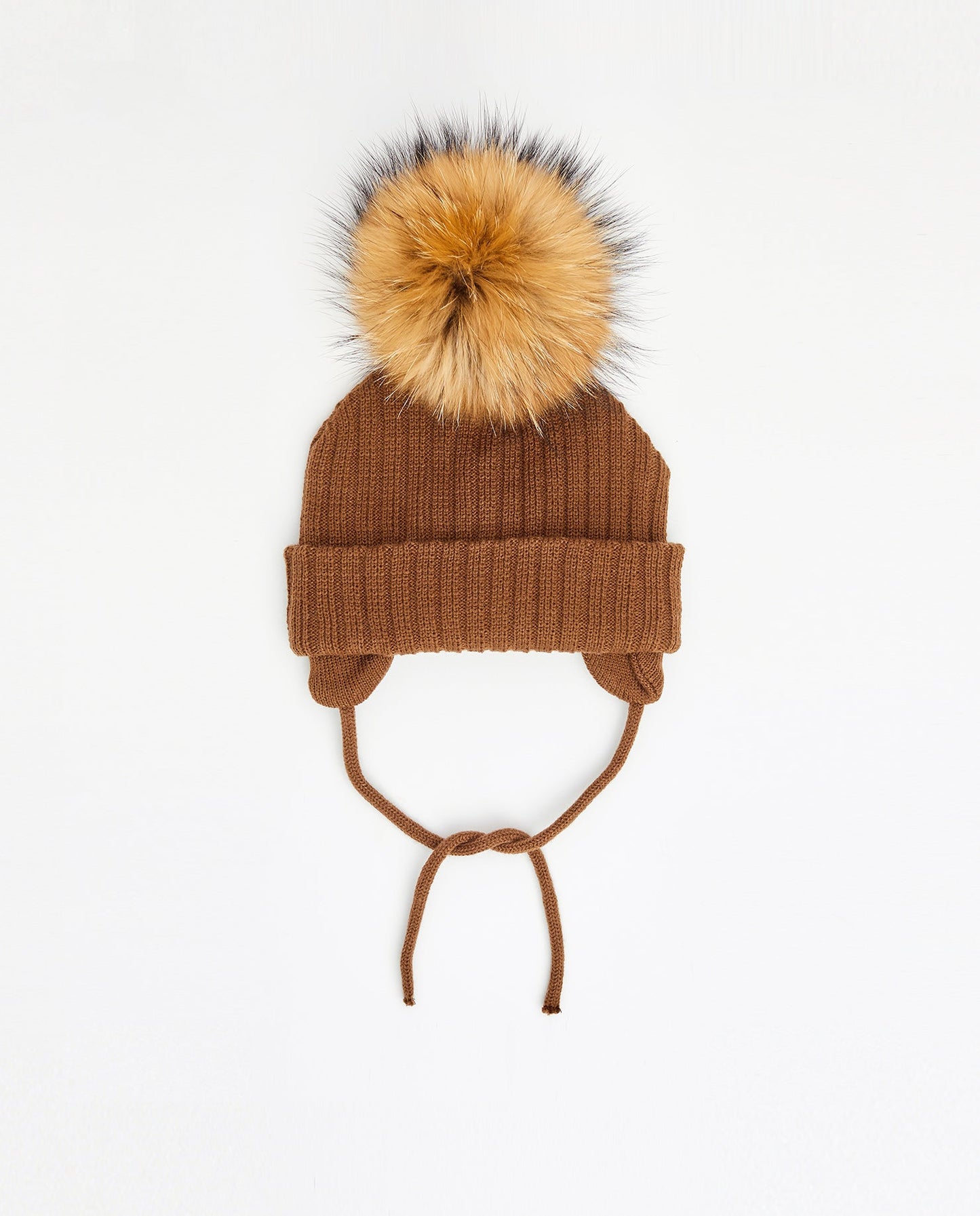 Tuque Enfant Doublée avec Cordons Moka