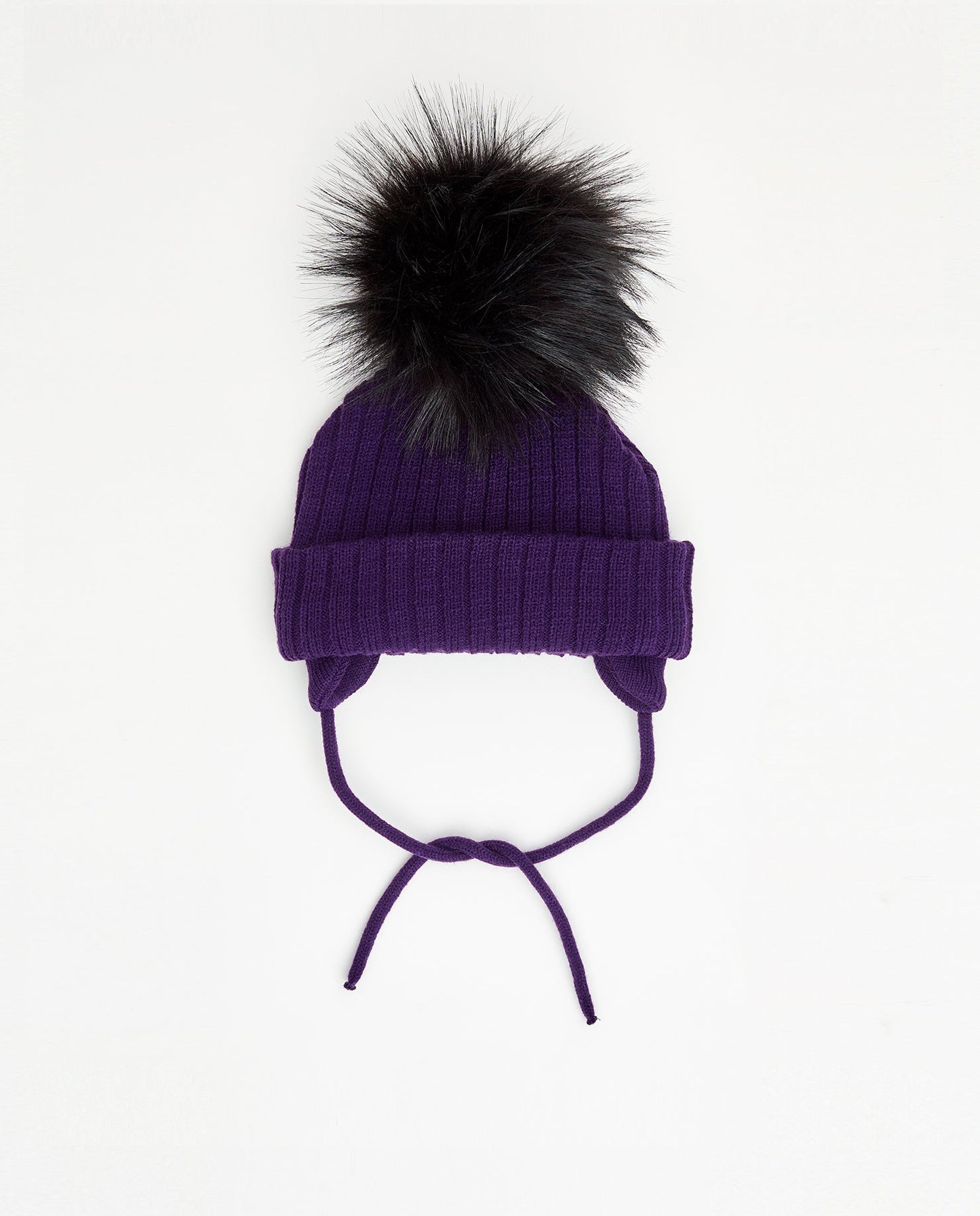 Tuque Enfant Doublée avec Cordons Aubergine - Vegan