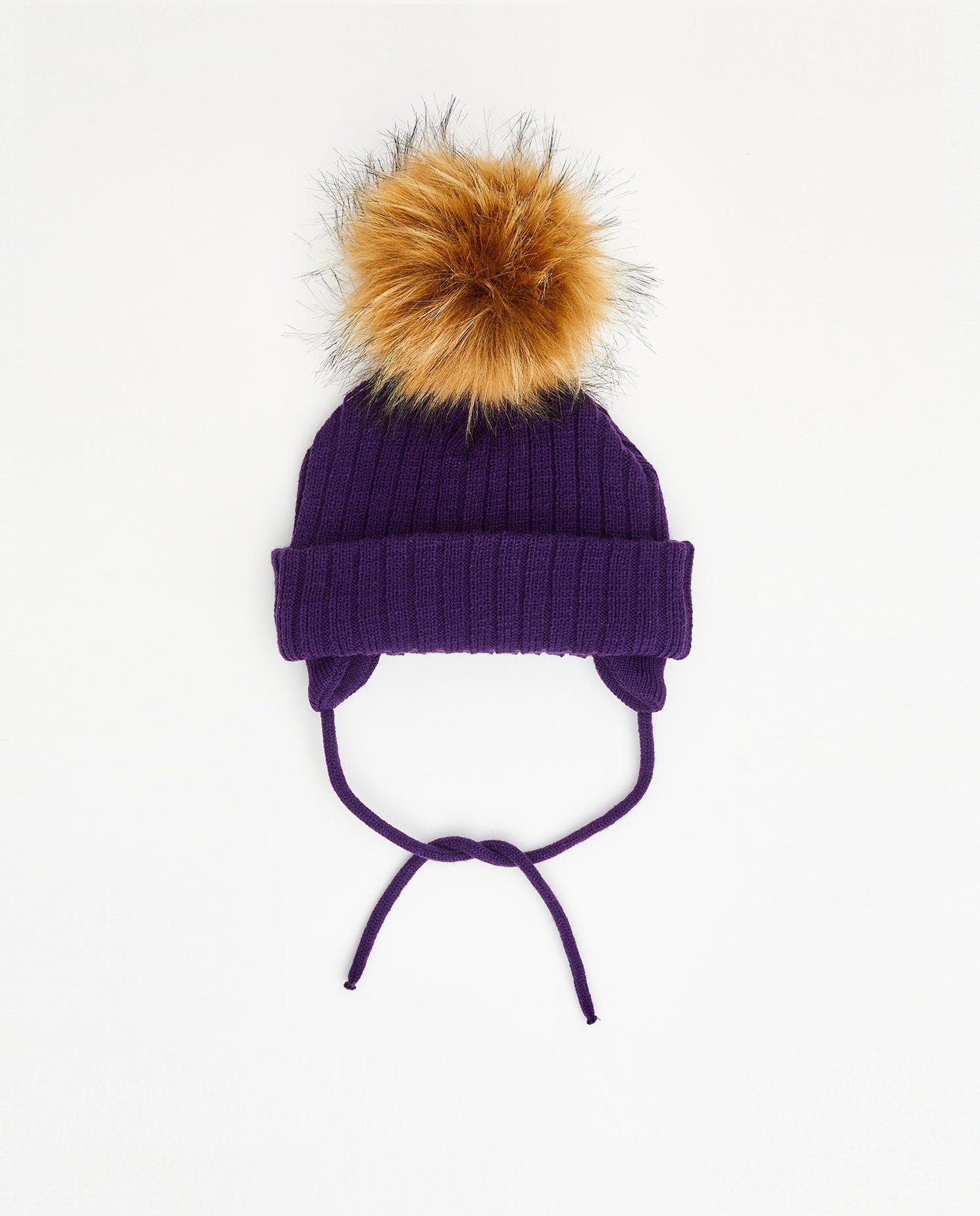 Tuque Enfant Doublée avec Cordons Aubergine - Vegan