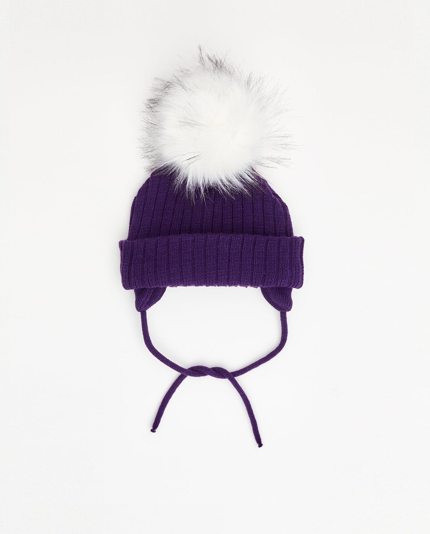 Tuque Enfant Doublée avec Cordons Aubergine - Vegan