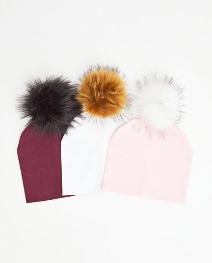 TRIO Tuques Adulte Coton | TRIO Adult Cotton Beanies - Vegan - Mpompon