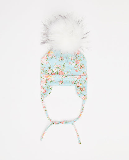 Bonnet Coton Floral Bleu