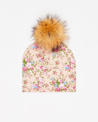 Bonnet en Coton Floral Rose