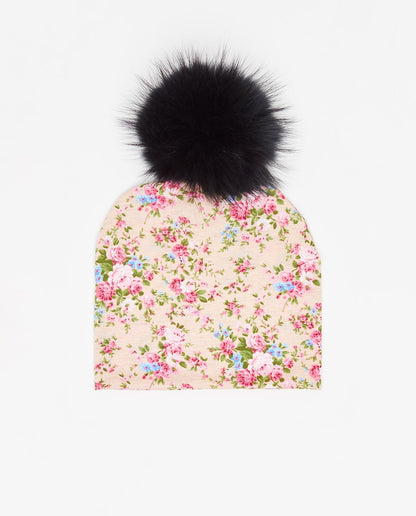 Bonnet en Coton Floral Rose