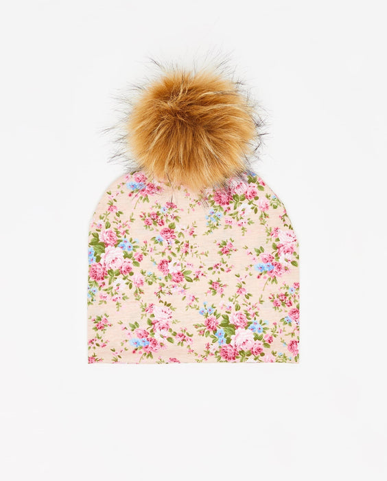 Bonnet en Coton Floral Rose