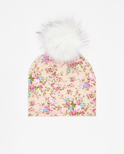 Bonnet en Coton Floral Rose