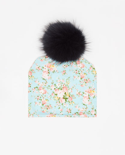 Bonnet Coton Floral Bleu