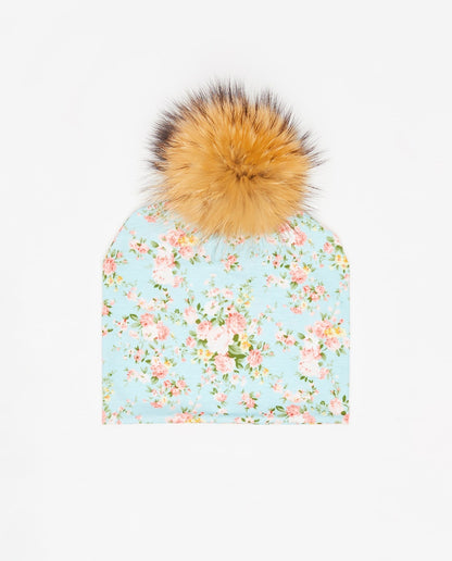 Bonnet Coton Floral Bleu