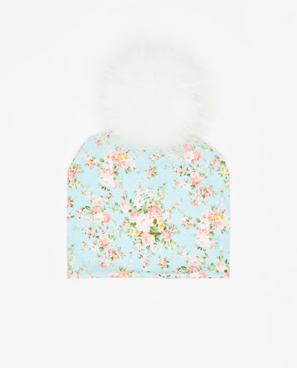 Bonnet Coton Floral Bleu