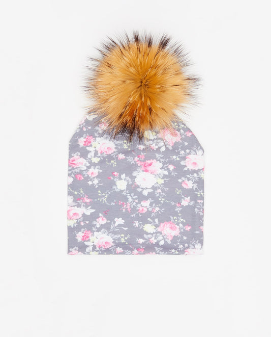 Tuque Pré-Ado Coton Floral Gris