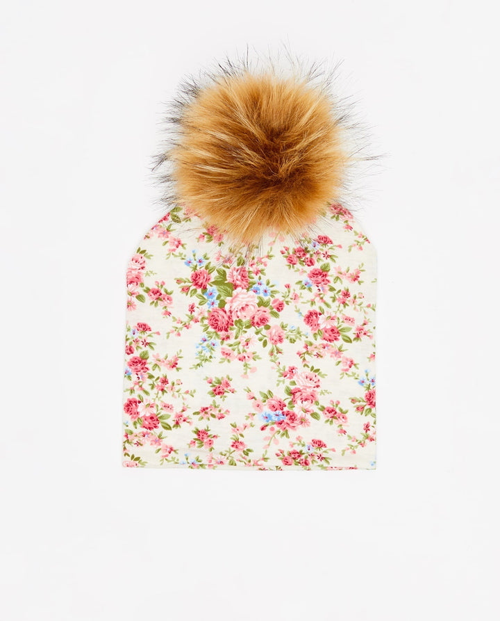 Tuque Pré-Ado Coton Floral Crème - Vegan